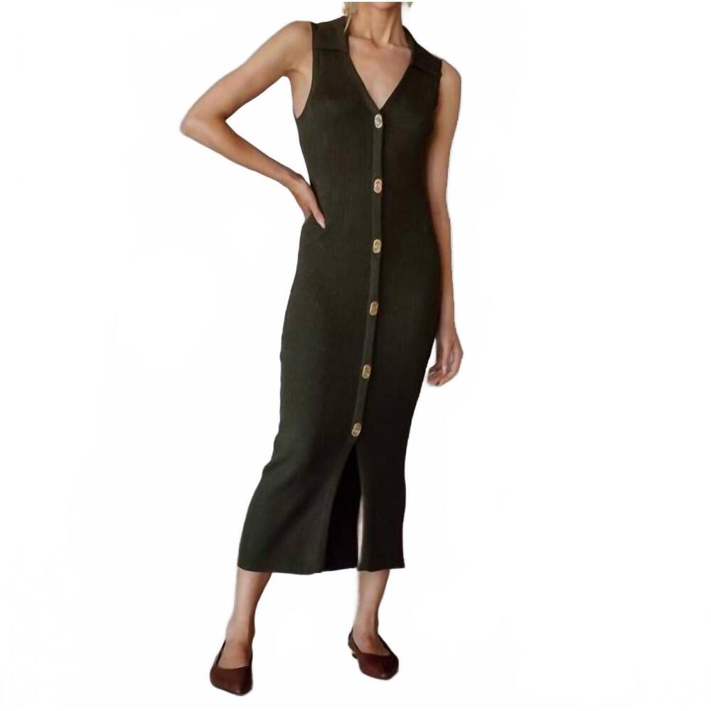 NEW SKIES ARE BLUE verdant muse sweater midi dress in dark olive - Picture 4 of 6